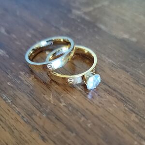 Elegant Goldtoned Inspired Women's Ring Set